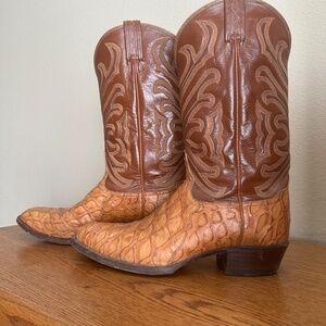 RARE VTG Tony Lama El Rey 8296 PRE-BAN Honey Gold Anteater Boots - 11.5D